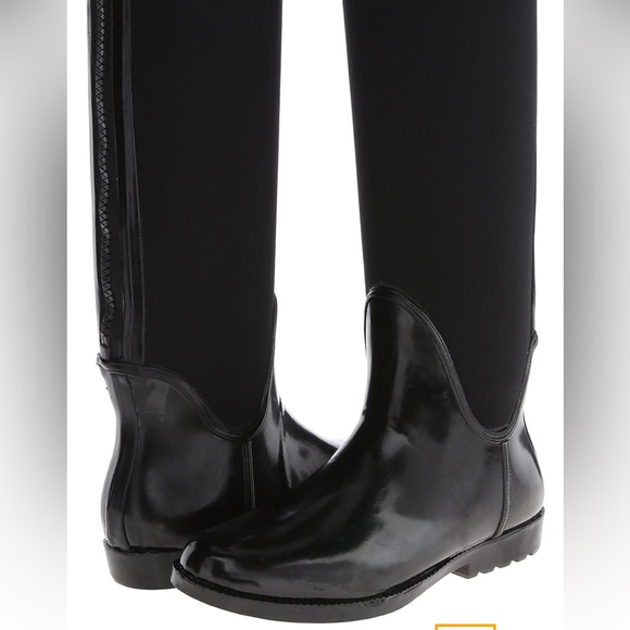 Nine West Rain Boot Tall Rubber Neoprene Second Wind Back Zipper Knee Jelly Shoe - Picture 10 of 12